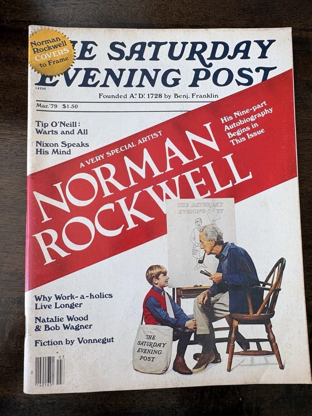 March 1979 Saturday Evening Post Magazine Norman Rockwell Frameable Art Vonnegut